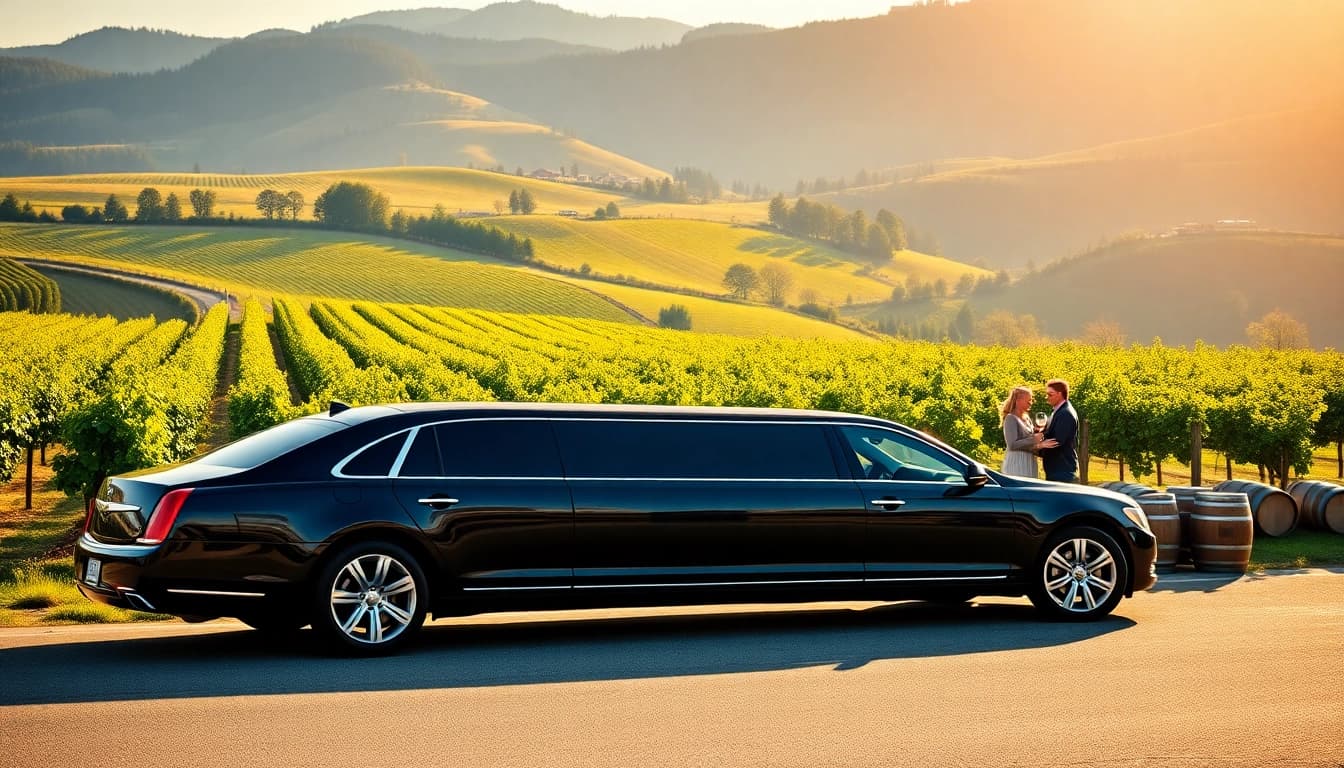 Experience the luxury of a Langley wine tour limo amidst scenic vineyards.