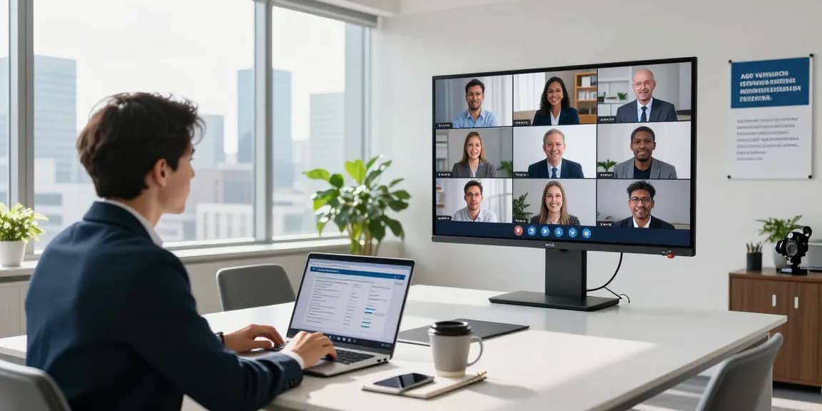 Business professionals conferencing on an age verification system in a modern office environment, showcasing collaboration and innovation.
