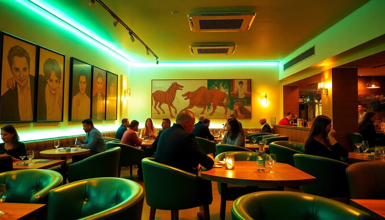Guests socializing in a vibrant setting at Meltz Social Club Madrid:, highlighting a cozy lounge and artistic decor.