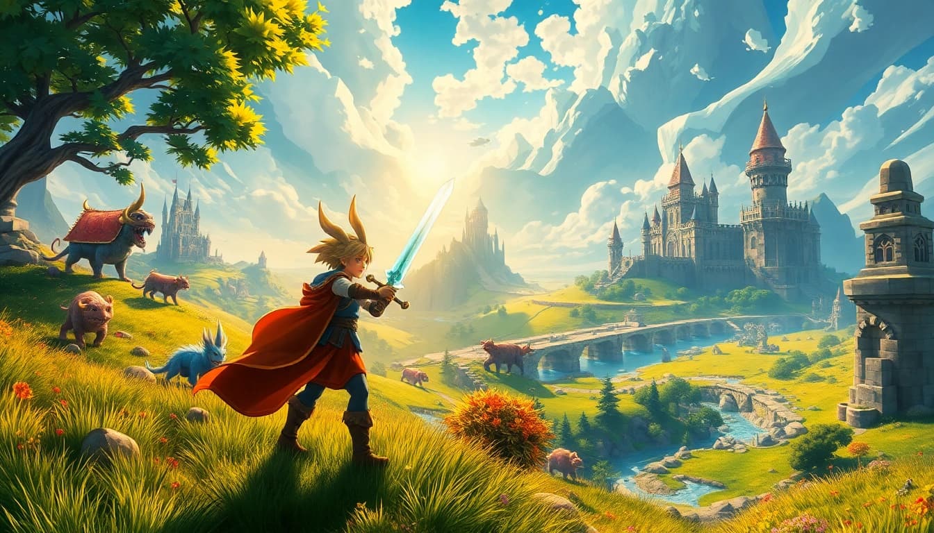 Engaging scene from yono game showcasing a hero character in a vibrant fantasy environment.
