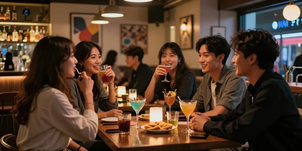 강남쩜오에서 친구들과 함께 즐거운 시간을 보내는 모습