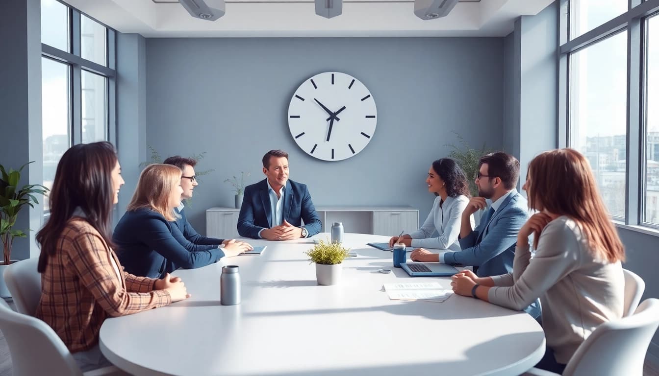 Mediation session in a modern room, highlighting collaboration and communication.