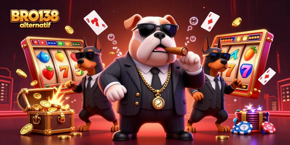 Engage with BRO138 alternatif's thrilling slot games featuring 3D characters and casino elements in action.