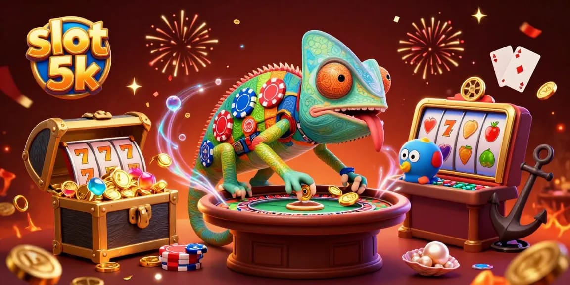 Experience thrilling wins with exciting slot 5k action in this vibrant casino scene.