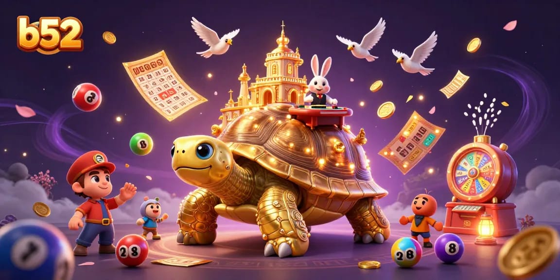 Experience thrilling wins at B52 with vibrant casino games and gold coins flying around.