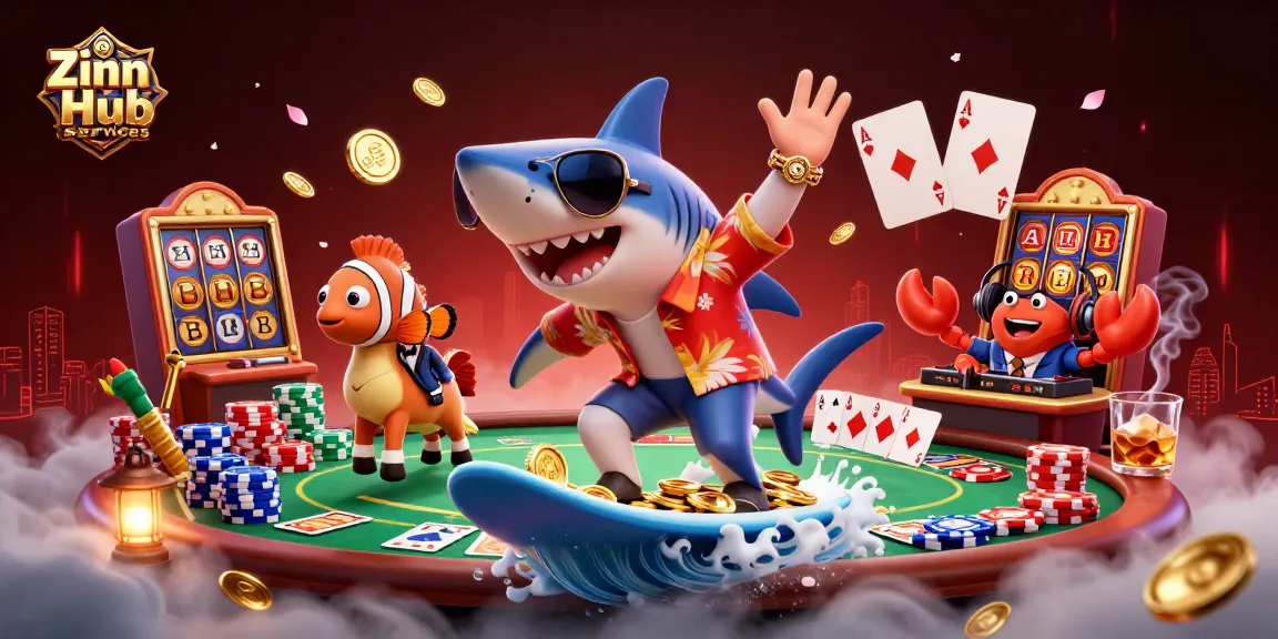 Engage in thrilling Zinn Hub services with lively casino action and dynamic 3D characters.