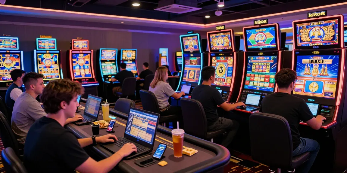 Engaged players enjoying vibrant online slot gaming experience in a virtual casino.