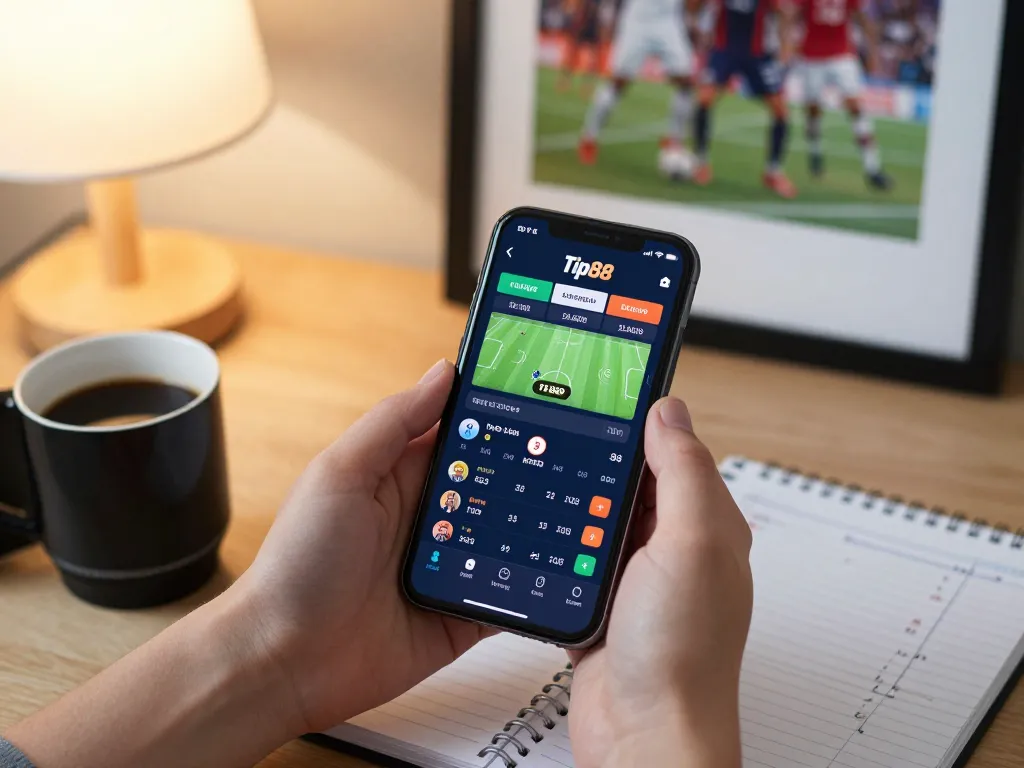 Place bets seamlessly on tip88 using a smartphone in a cozy home setting