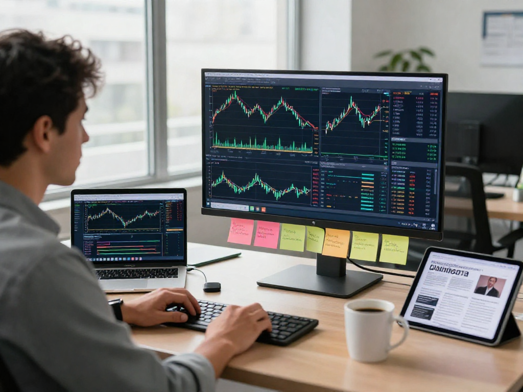 MetaTrader 5 trading workspace with financial charts and data analysis