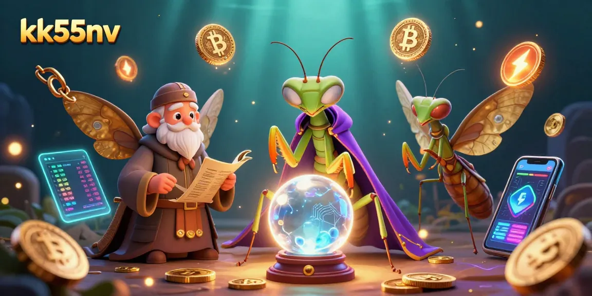 Engage in thrilling gaming with kk55nv's vibrant 3D fortune teller and blockchain elements amidst glowing neon effects.