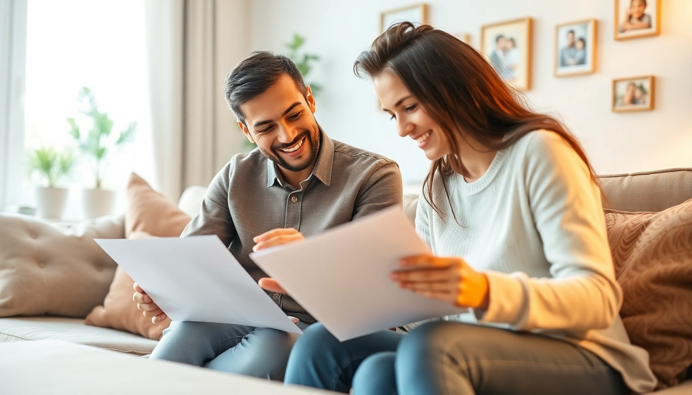 Discussing auto and home protection plans in a warm family setting, conveying security and comfort.