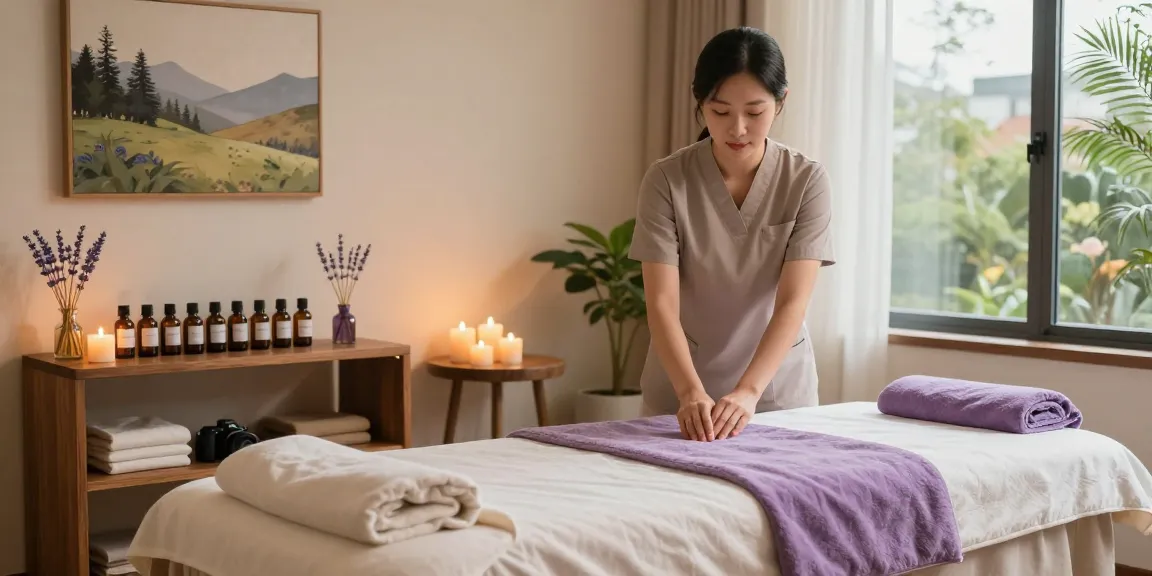 Relaxing 강남출장마사지 environment with serene atmosphere and calming decor.