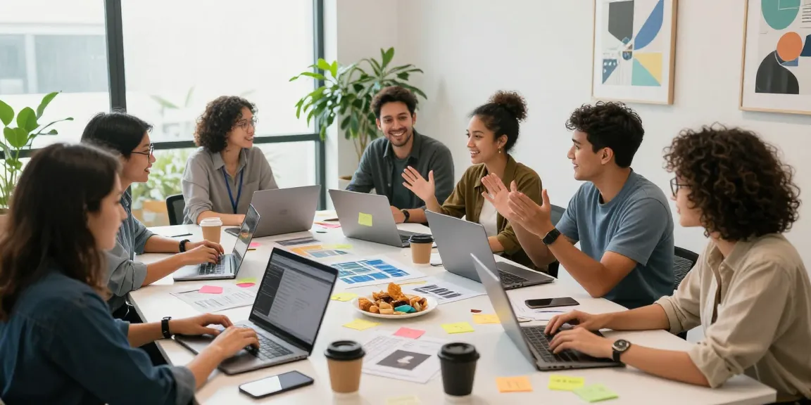 Collaboration in a vibrant workspace highlighting 纸飞机中文版官网's software advantages.