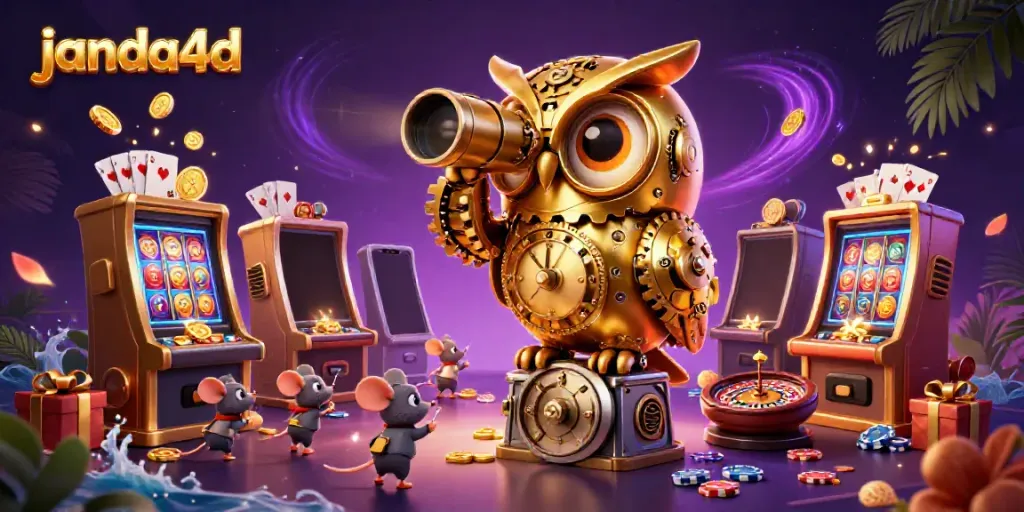 Menangkan permainan online janda4d dengan kombinasi fantastis mesin slot, koin emas, dan karakter lucu.