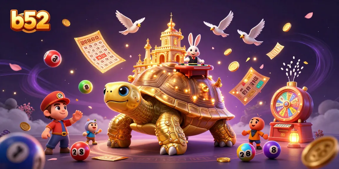 Experience thrilling wins at B52 with vibrant casino games and gold coins flying around.