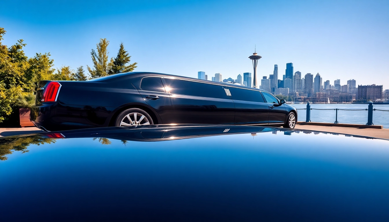 Experience a luxurious limo from seattle to vancouver with stunning city views as a backdrop.
