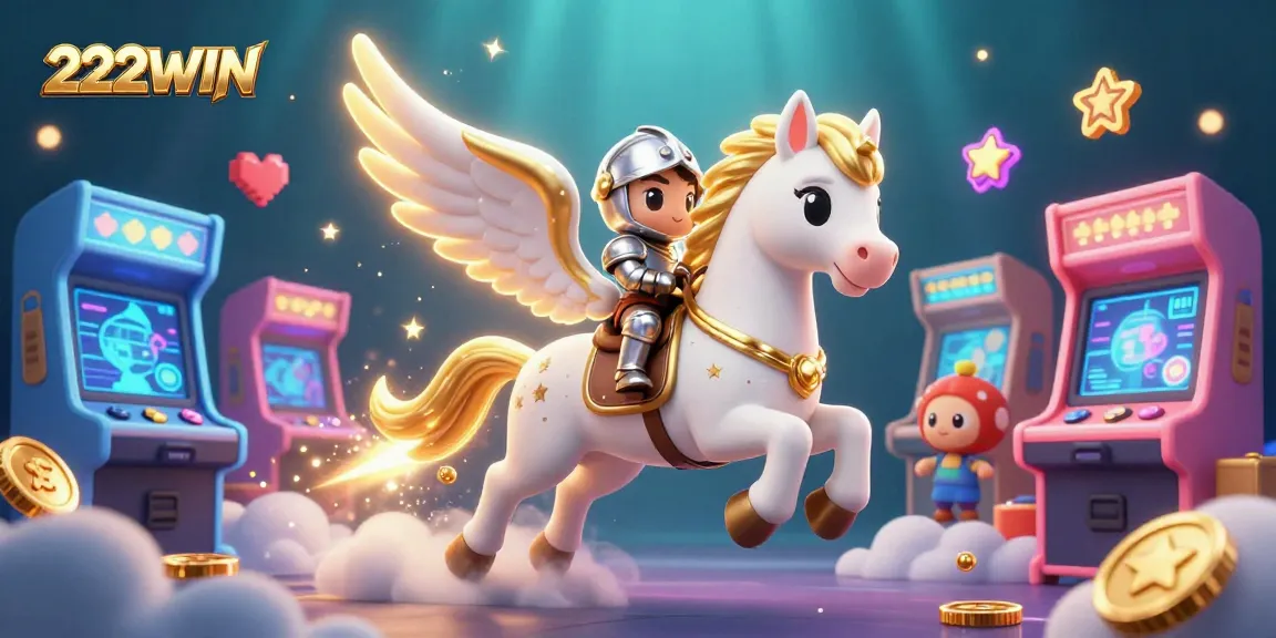 Experience thrilling gaming action with 222WIN, featuring a celestial horse and knight for fun.