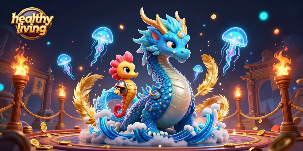 Engage in healthy living with vibrant casino adventures amidst glowing jellyfish and an azure dragon.