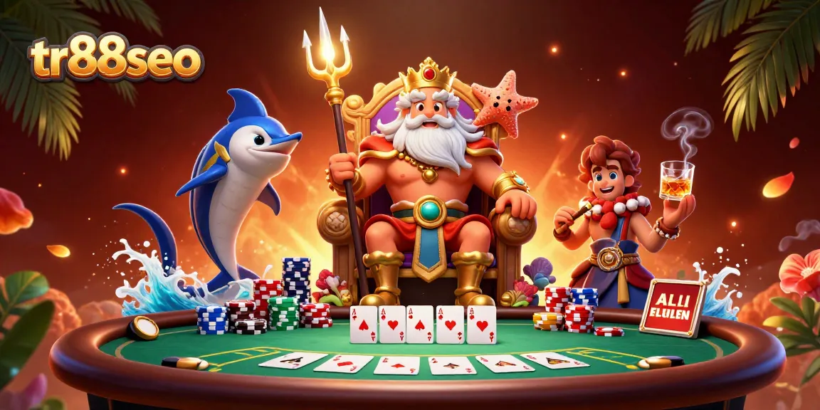 Experience thrilling poker action with tr88seo, featuring Neptune and vibrant casino elements.