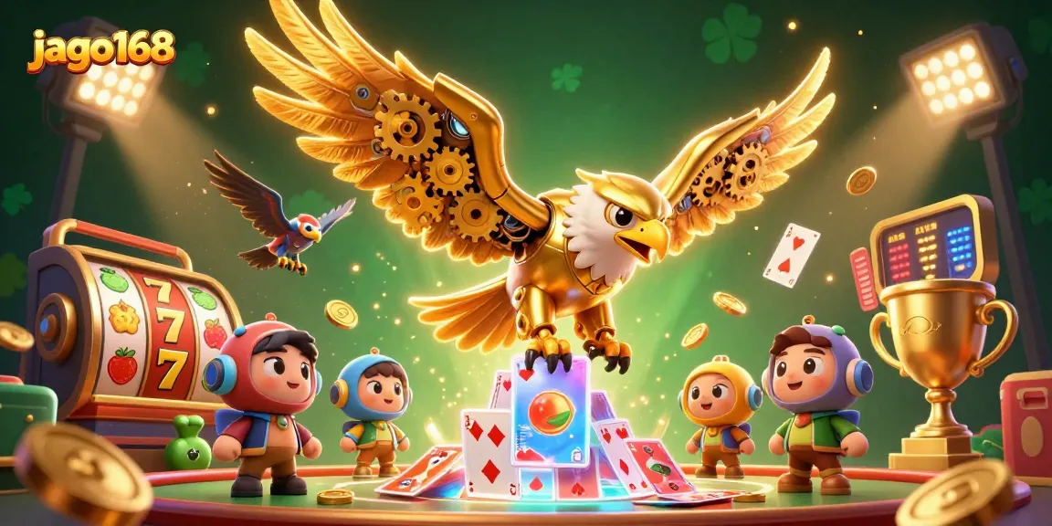 Experience thrilling gameplay with jago168 through dynamic slot reels and golden eagles in action.