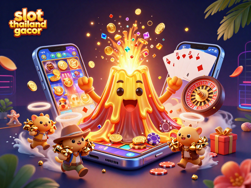 Spin the reels and win with slot thailand gacor amidst golden coins and vibrant casino elements.