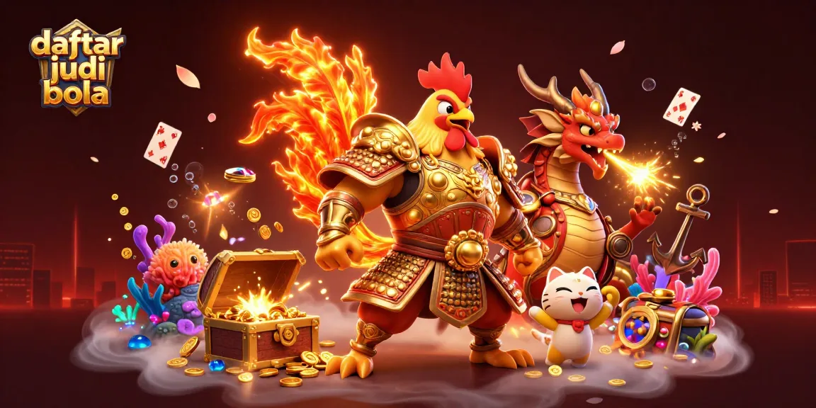 Betting strategies for daftar judi bola on a vibrant, rich gaming scene with unique characters.
