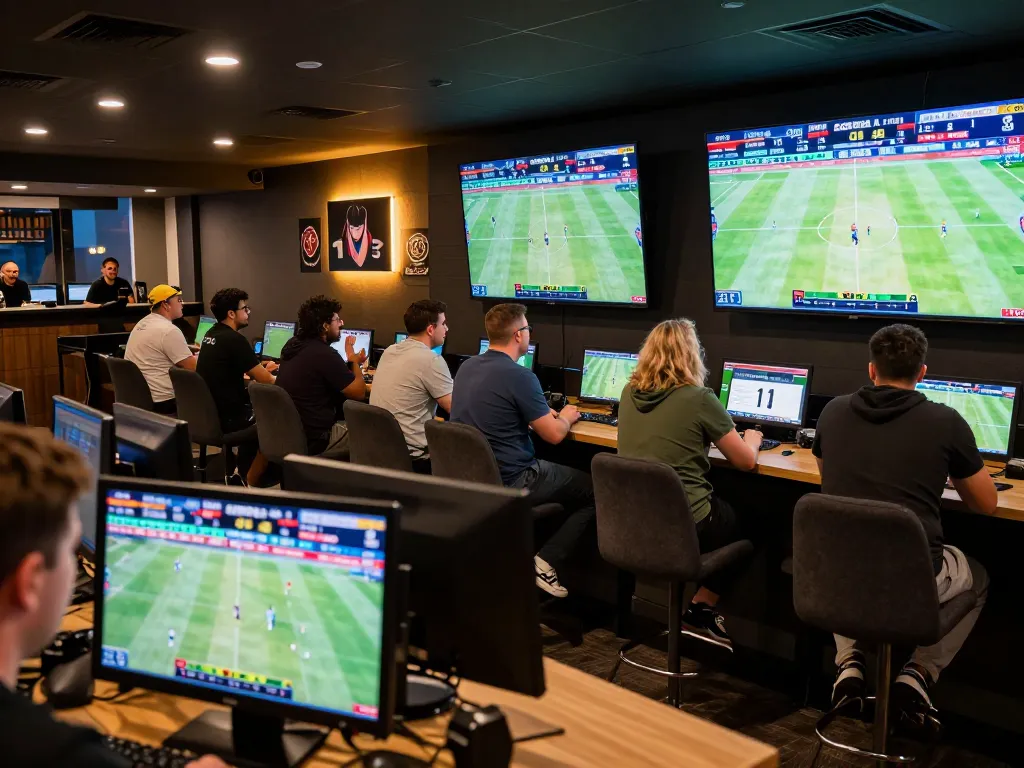 Experience strategic betting at dn88 in a lively sports lounge with live match displays.