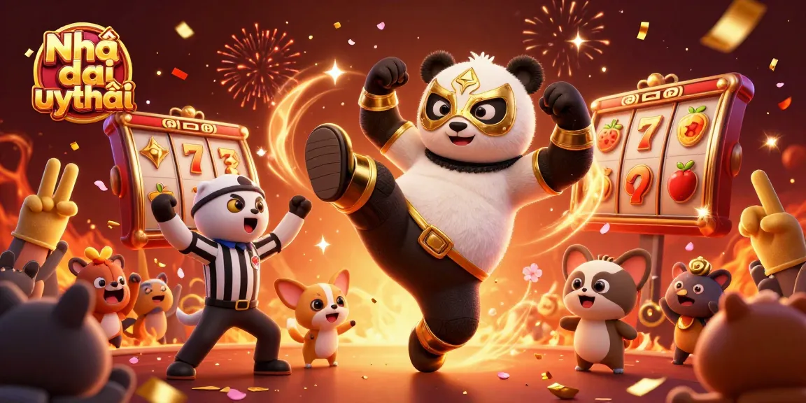 Experience the excitement of Nhà cái uy tín with animated panda and lively casino elements in a vibrant scene.