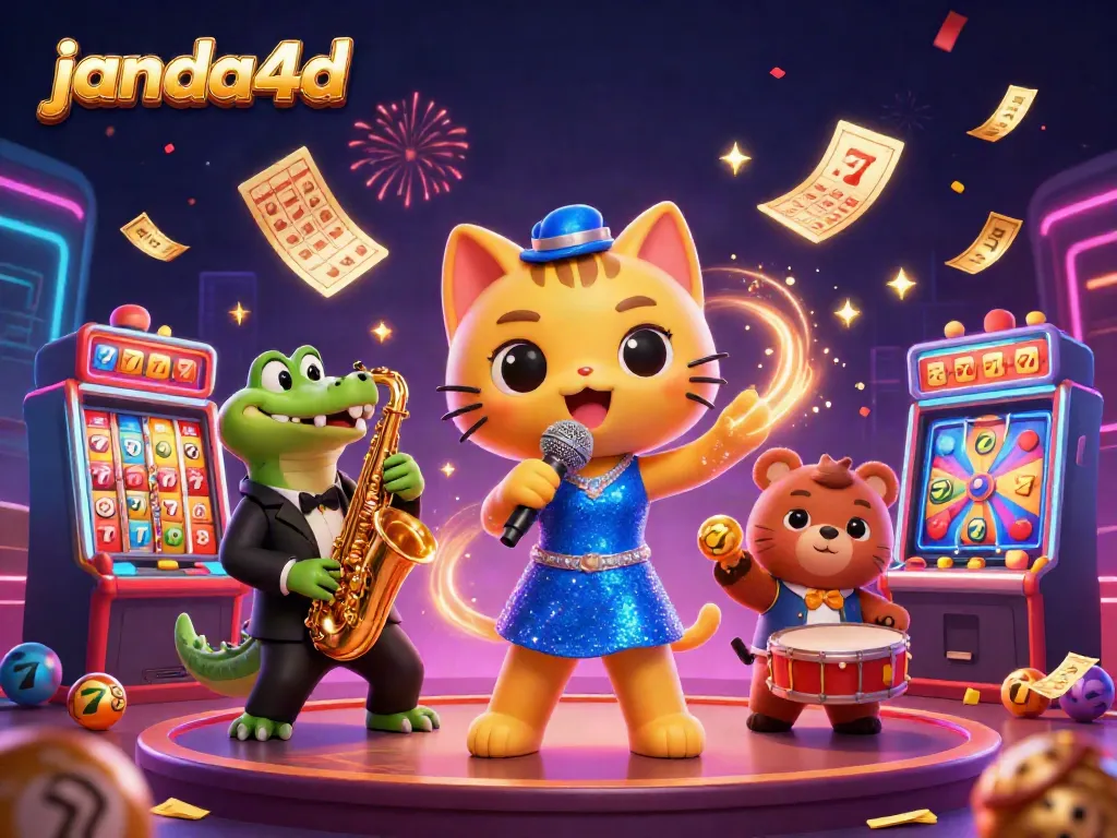 Janda4D menampilkan pengalaman slot dengan karakter menarik dalam ilustrasi kasino digital yang memukau.
