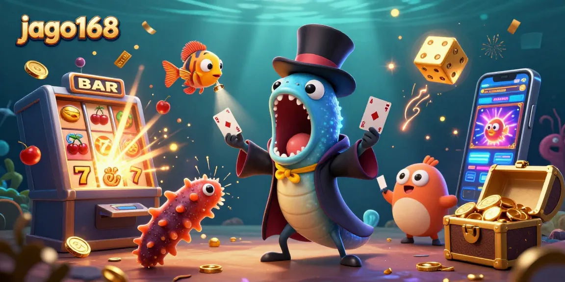 Experience thrilling gameplay with jago168 as animated sea creatures perform magic tricks in an explosive casino setting.