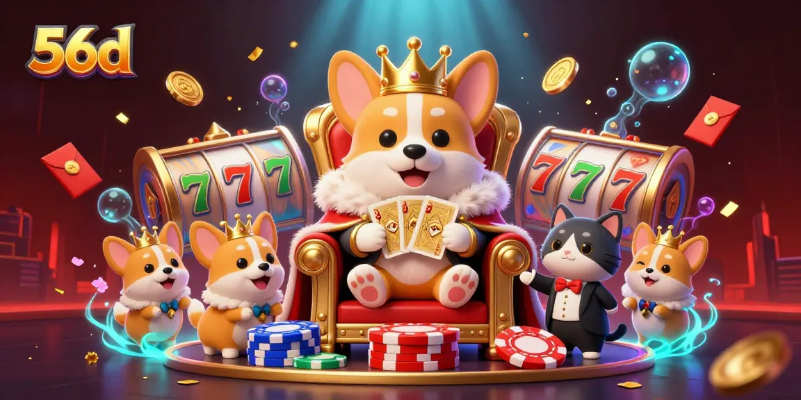 Experience the excitement of 56d with vibrant slots and animated characters in a dynamic casino setting.